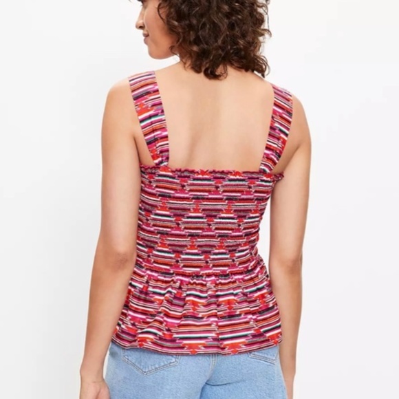 NEW Loft IKAT SMOCKED PEPLUM CAMI XS - Picture 2 of 2